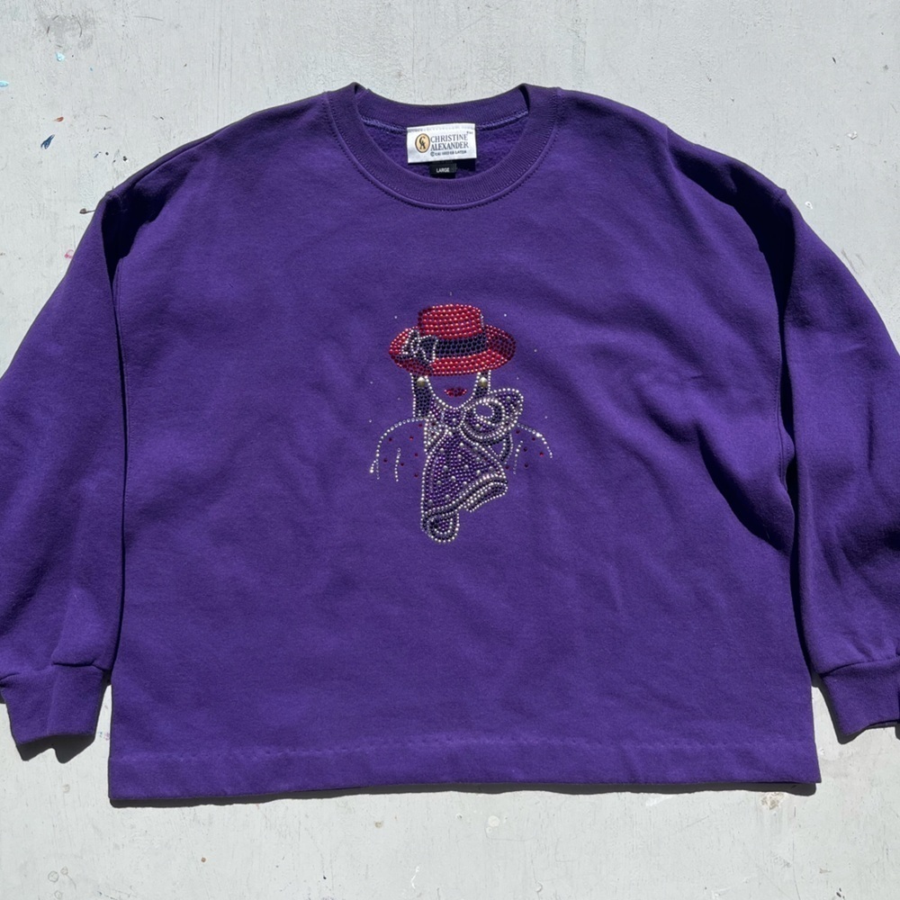 Women’s Vintage‎ Christine Alexander Sweatshirt Purple Fedora L Grandmacore USA